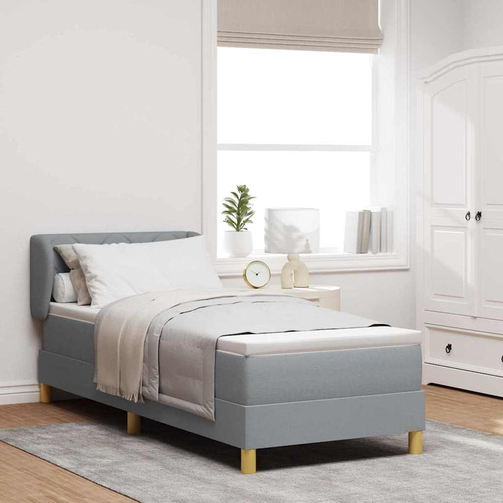 Box spring seng med madras Lysegrå 80 x 200 cm Stof