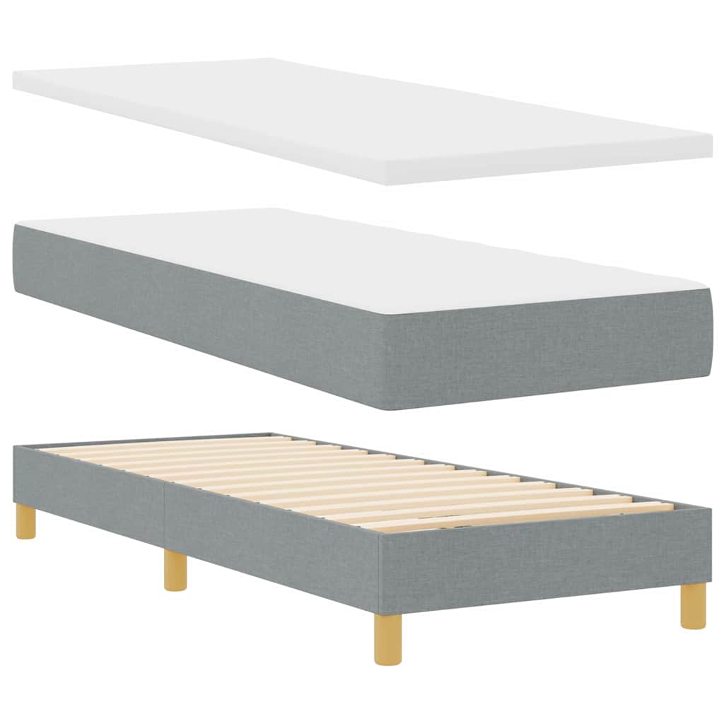 Box spring seng med madras Lysegrå 80 x 200 cm Stof