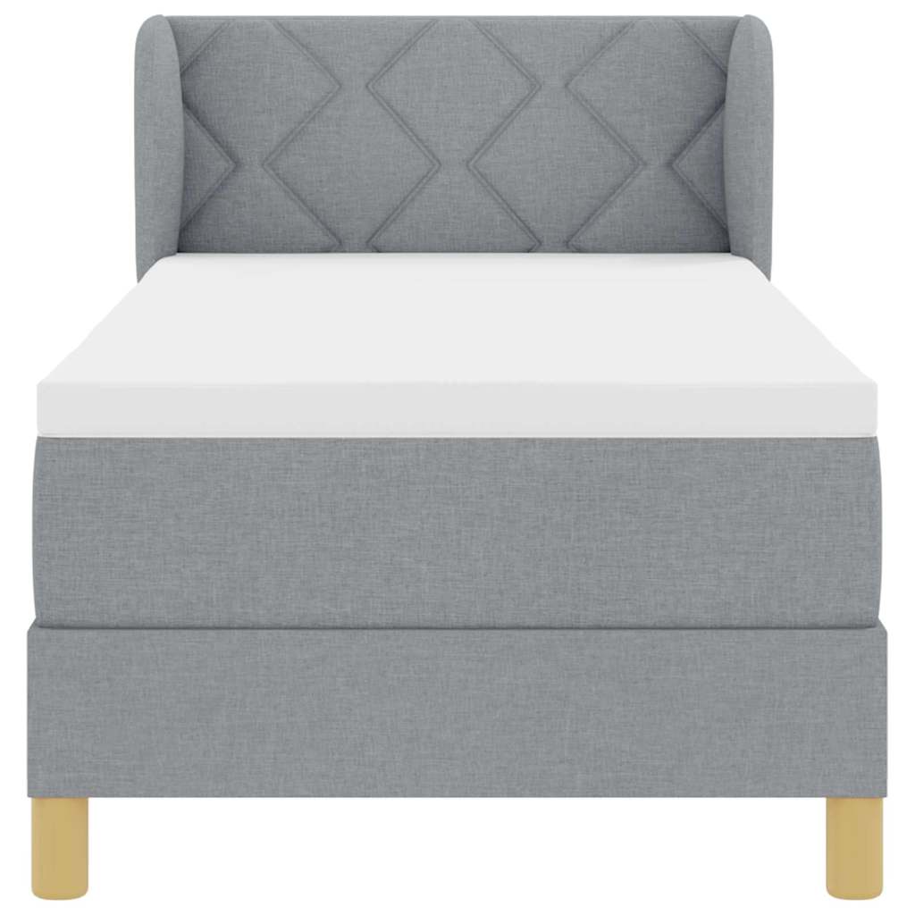 Box spring seng med madras Lysegrå 80 x 200 cm Stof