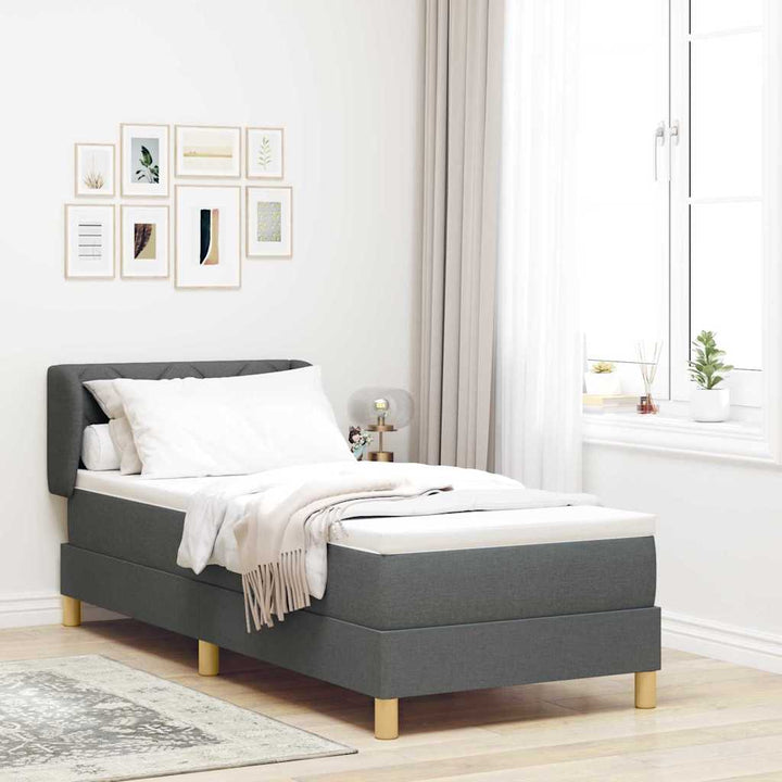 Box spring seng med madras Mørkegrå 80 x 200 cm Stof