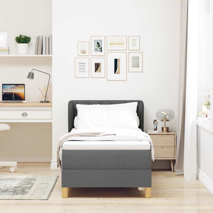 Box spring seng med madras Mørkegrå 80 x 200 cm Stof