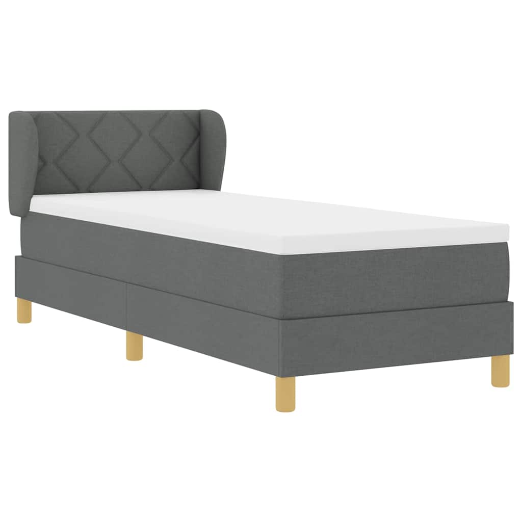 Box spring seng med madras Mørkegrå 80 x 200 cm Stof