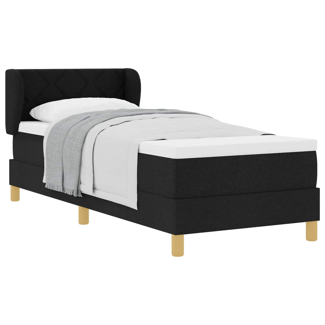 Box spring seng med madras med hovedgærde Sort 80 x 200 cm Stof