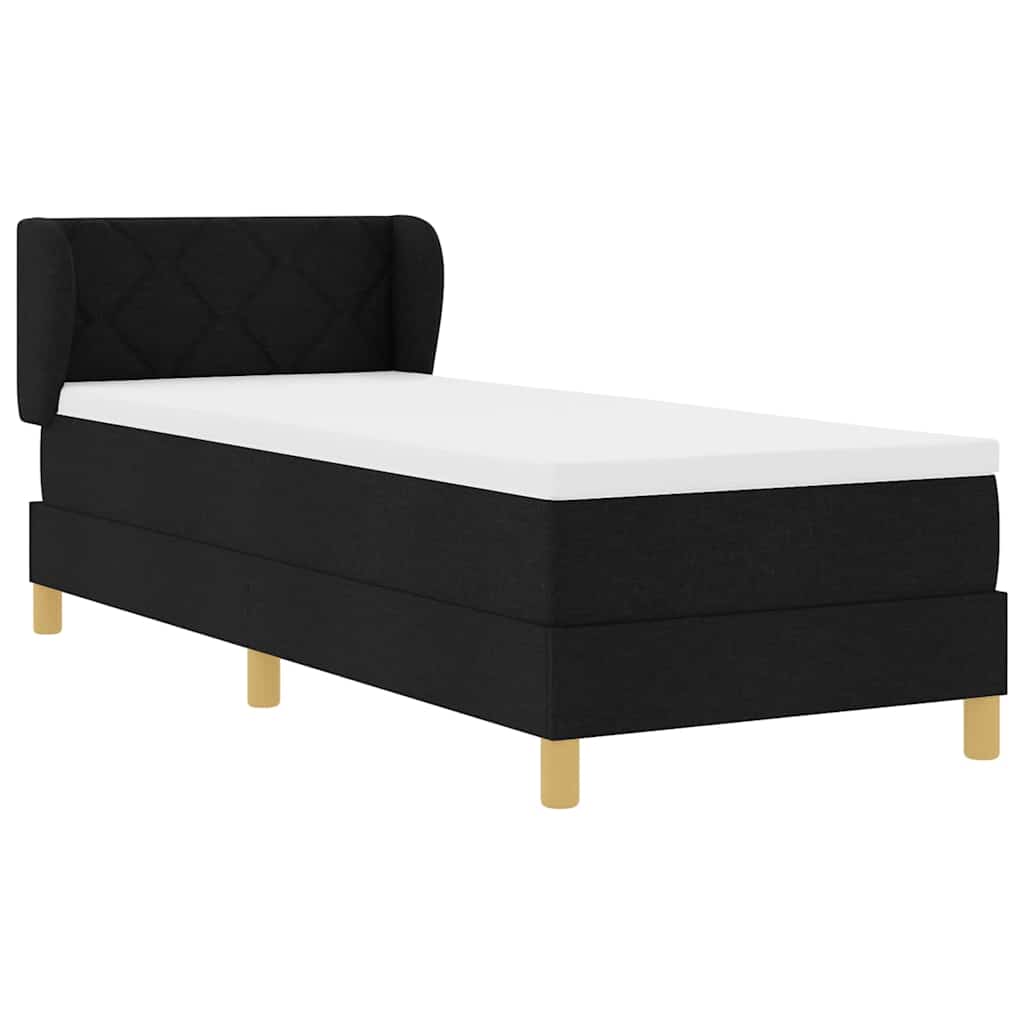 Box spring seng med madras med hovedgærde Sort 80 x 200 cm Stof