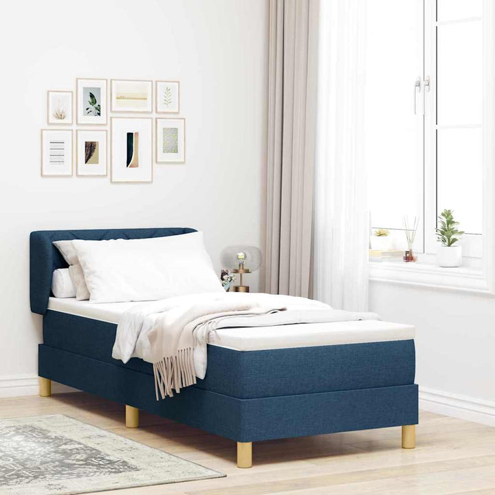 Box spring seng med madras med hovedgærde Blå 80 x 200 cm Stof