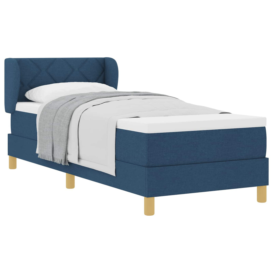 Box spring seng med madras med hovedgærde Blå 80 x 200 cm Stof