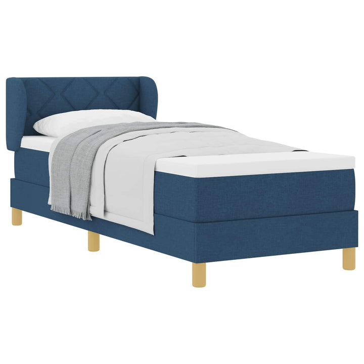 Box spring seng med madras med hovedgærde Blå 80 x 200 cm Stof