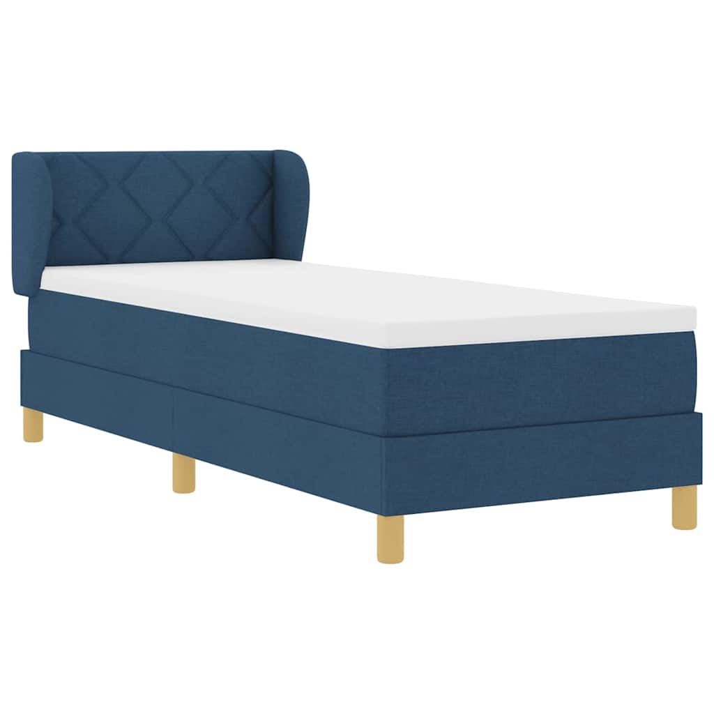 Box spring seng med madras med hovedgærde Blå 80 x 200 cm Stof