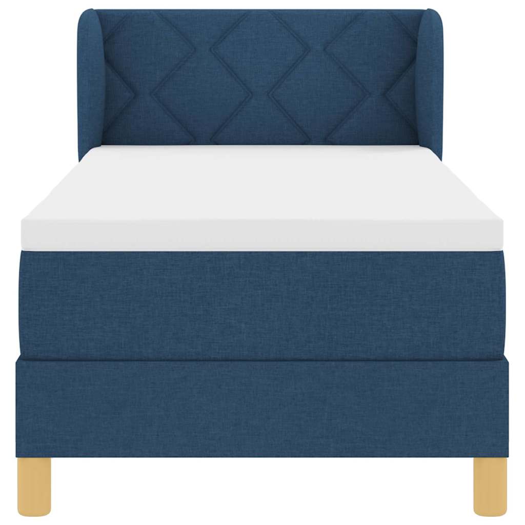 Box spring seng med madras med hovedgærde Blå 80 x 200 cm Stof