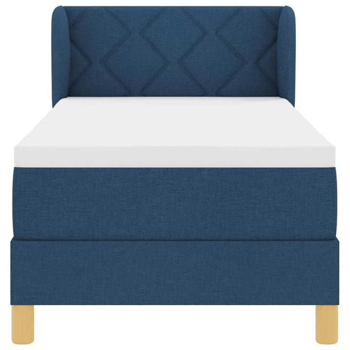 Box spring seng med madras med hovedgærde Blå 80 x 200 cm Stof