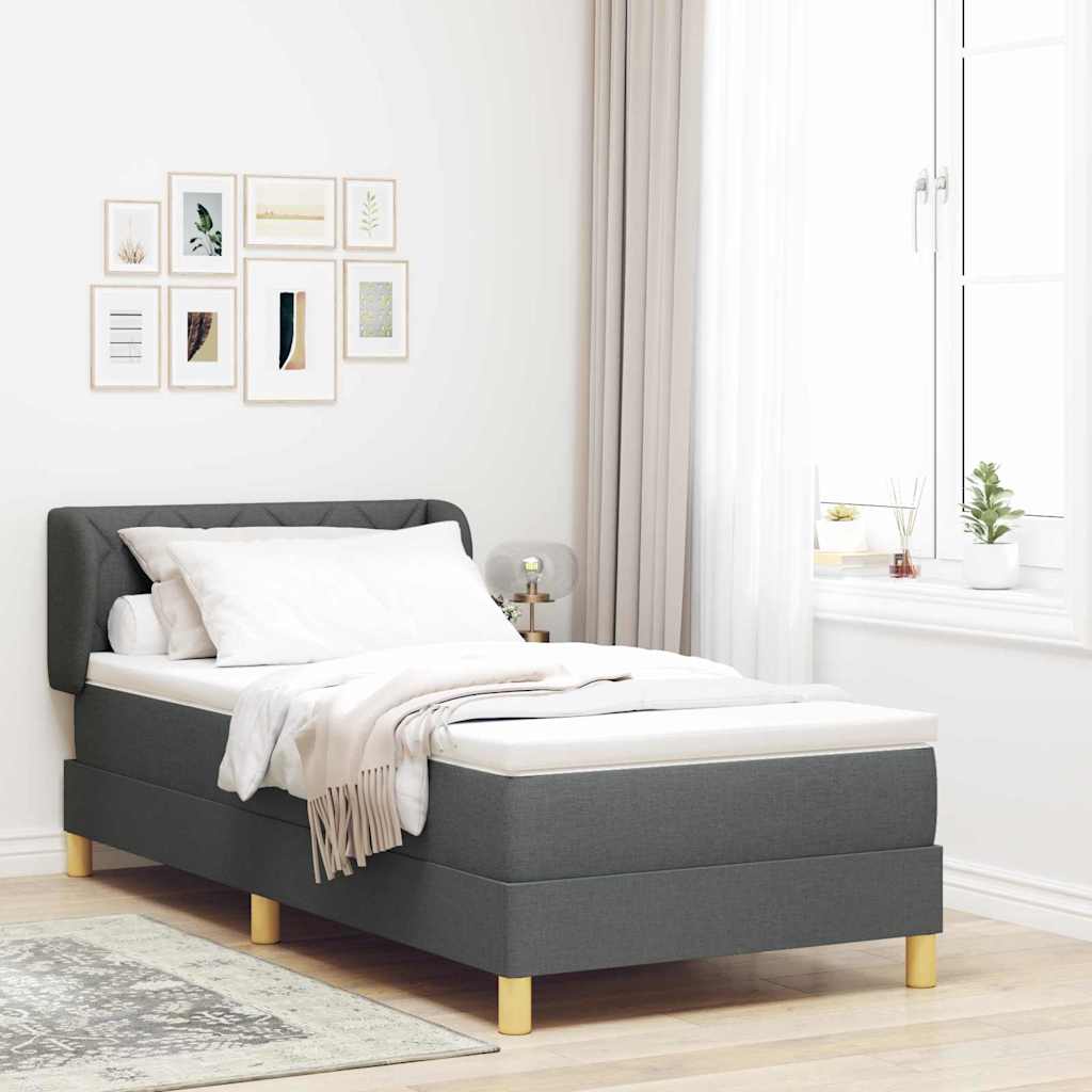 Box spring seng med madras Mørkegrå 90 x 190 cm Stof