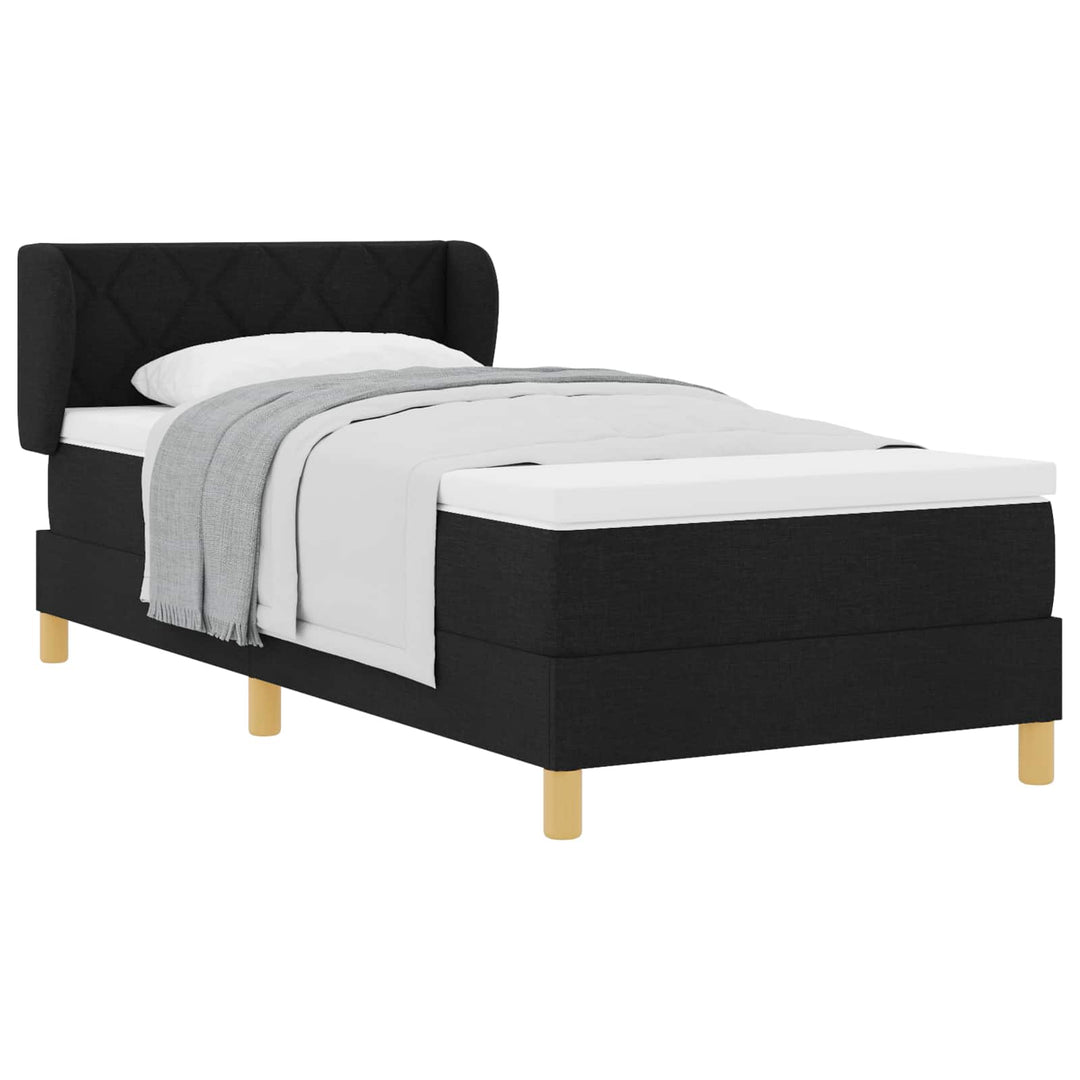 Box spring seng med madras med hovedgærde Sort 90 x 190 cm Stof
