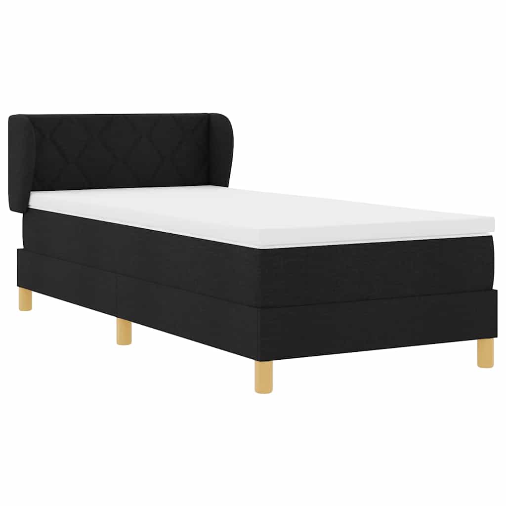 Box spring seng med madras med hovedgærde Sort 90 x 190 cm Stof