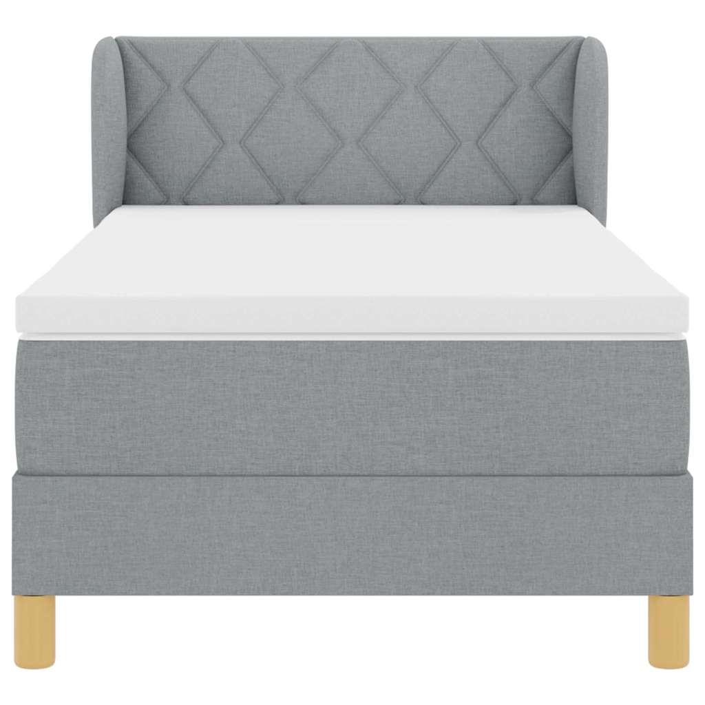Box spring seng med madras Lysegrå 90 x 200 cm Stof
