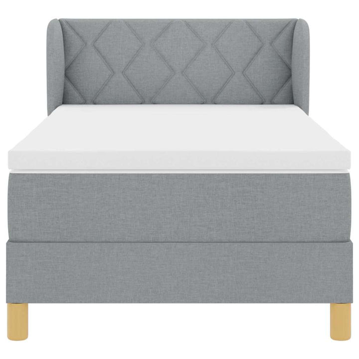 Box spring seng med madras Lysegrå 90 x 200 cm Stof