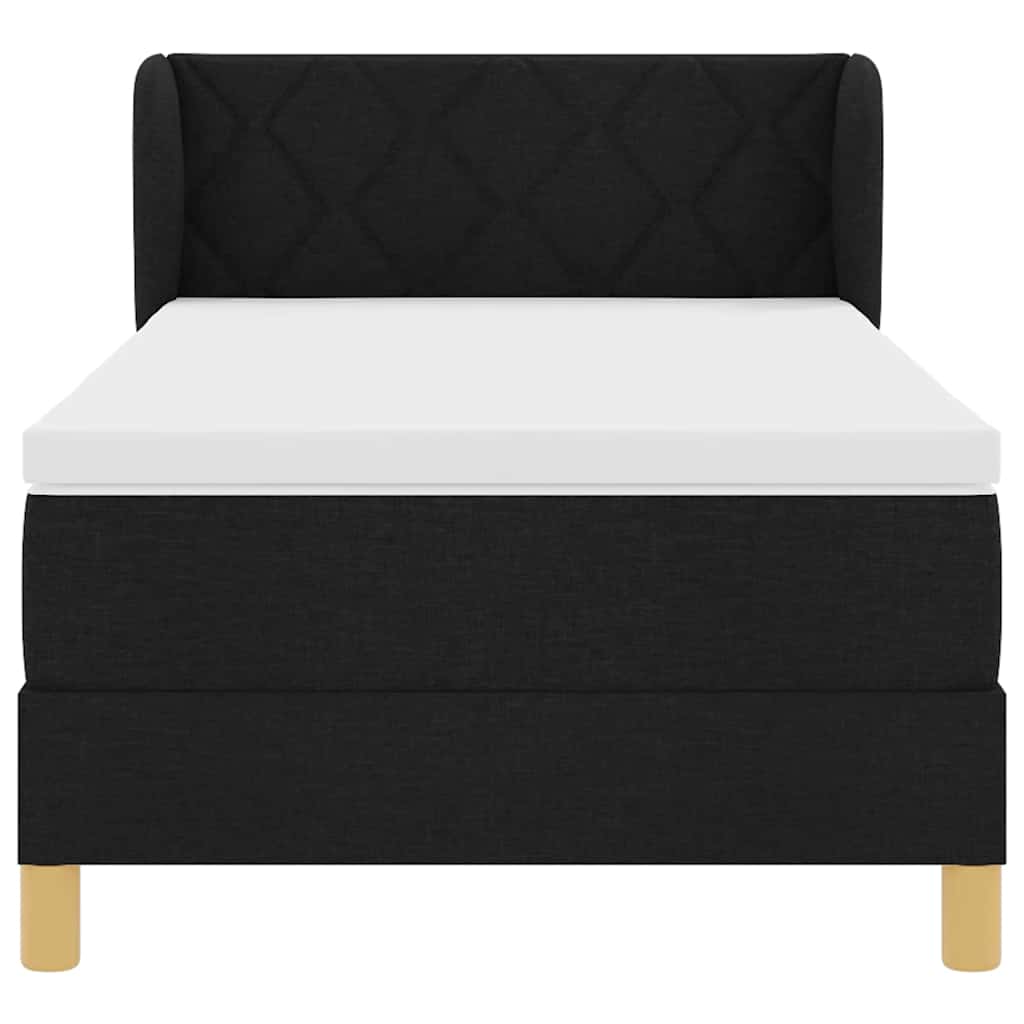 Box spring seng med hovedgærde Sort 90 x 200 cm Stof