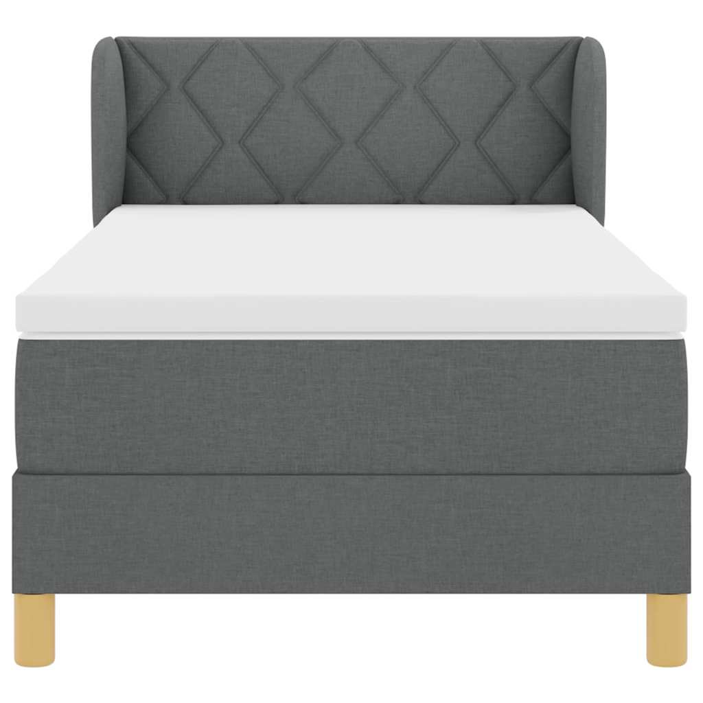 Box spring seng med madras Mørkegrå 100 x 200 cm Stof
