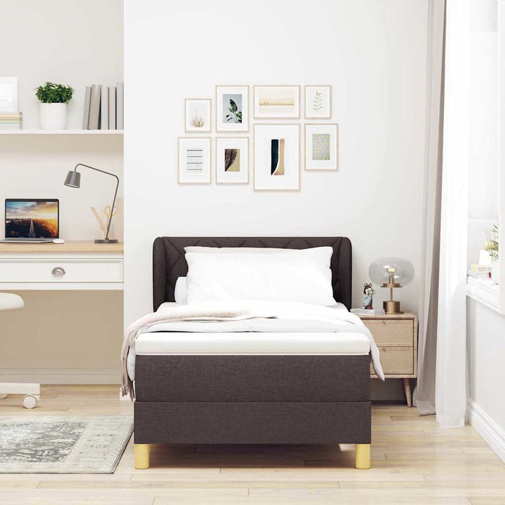 Box spring seng med madras Mørk Brun 100 x 200 cm Stof