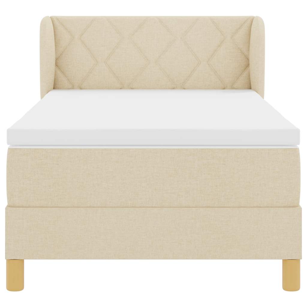 Box spring seng med madras Creme 100 x 200 cm Stof