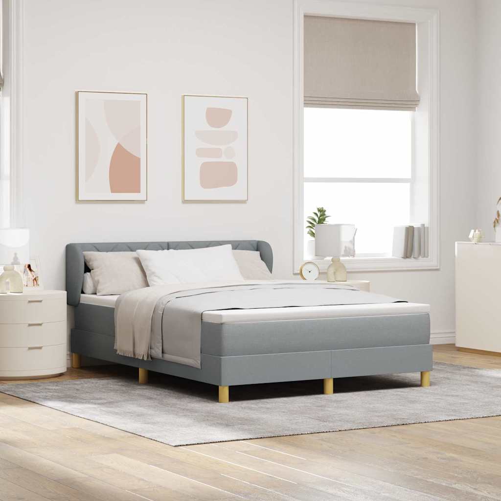 Box spring seng med hovedgærde Lysegrå 140 x 190 cm Stof