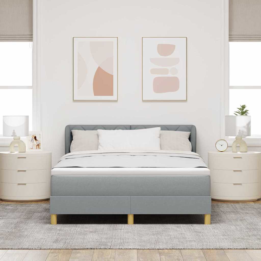 Box spring seng med hovedgærde Lysegrå 140 x 190 cm Stof