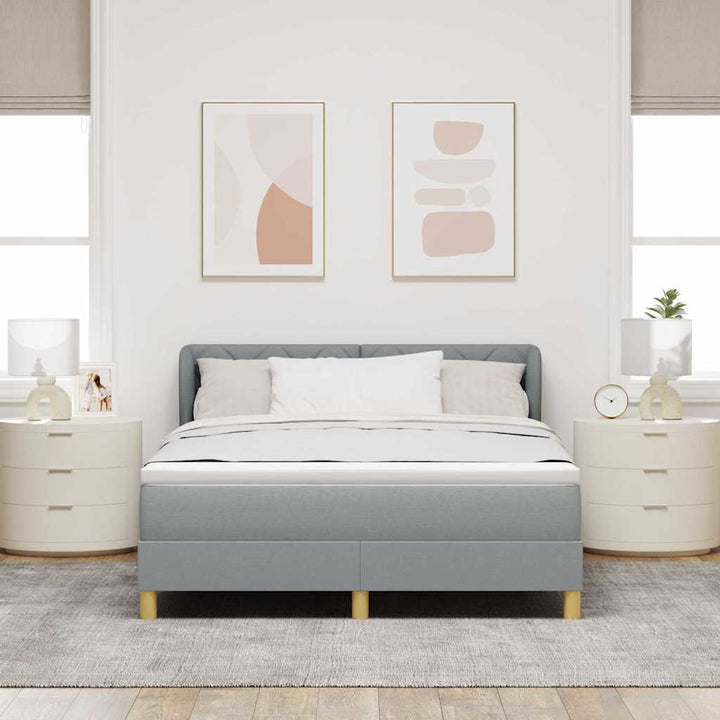 Box spring seng med hovedgærde Lysegrå 140 x 190 cm Stof