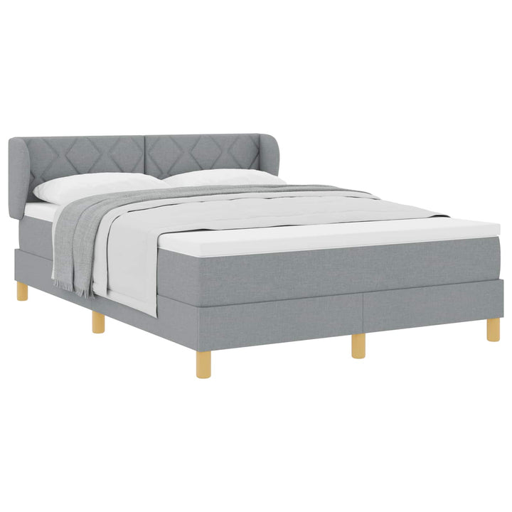 Box spring seng med hovedgærde Lysegrå 140 x 190 cm Stof