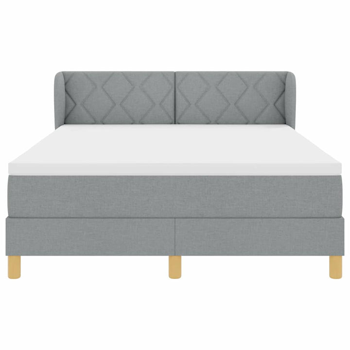 Box spring seng med hovedgærde Lysegrå 140 x 190 cm Stof