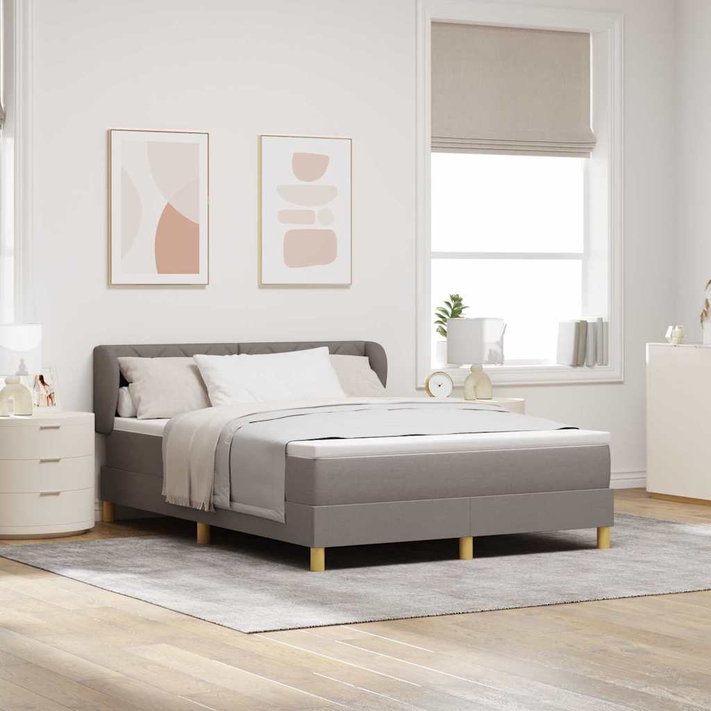 Box spring seng med hovedgærde Gråbrun 140 x 190 cm Stof