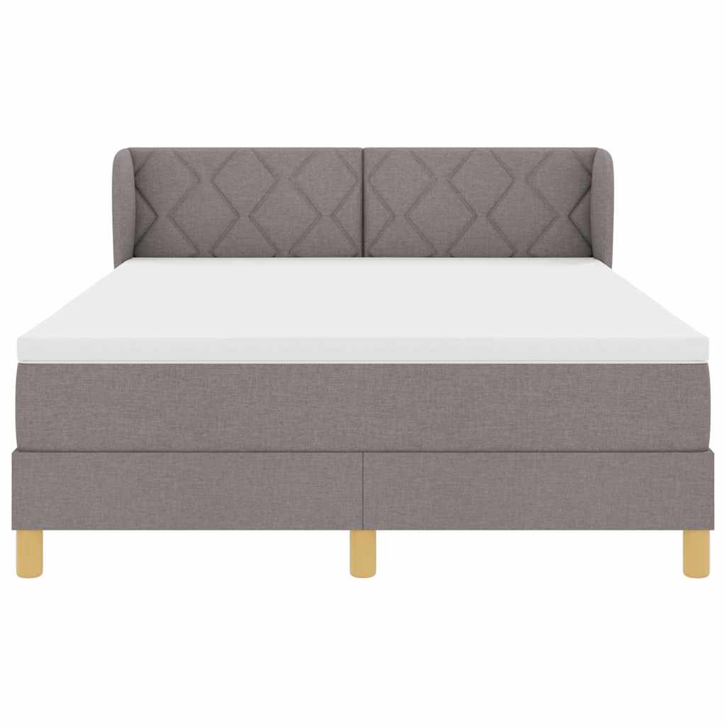 Box spring seng med hovedgærde Gråbrun 140 x 190 cm Stof