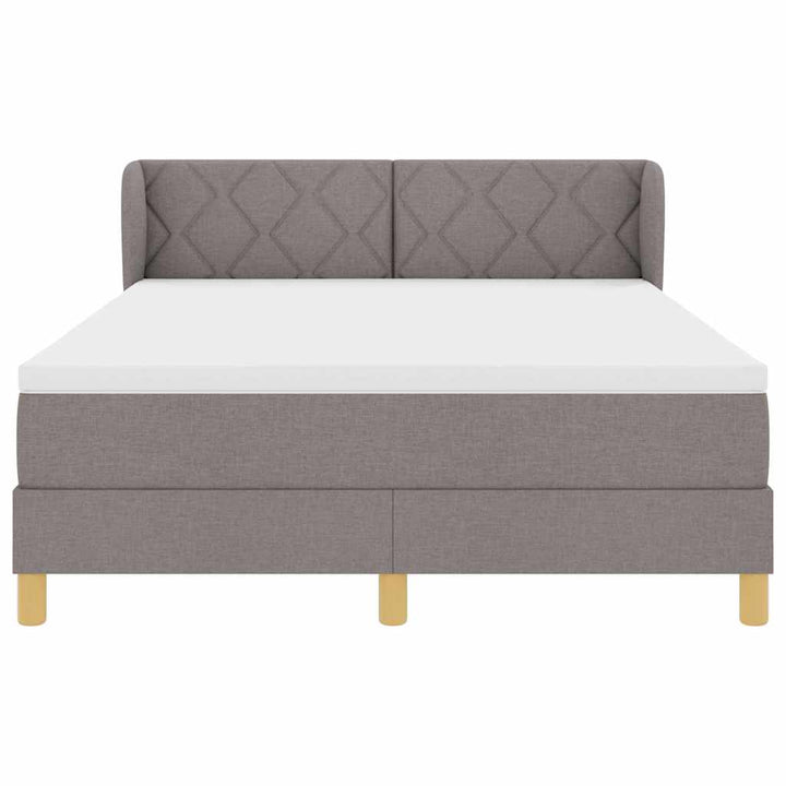 Box spring seng med hovedgærde Gråbrun 140 x 190 cm Stof