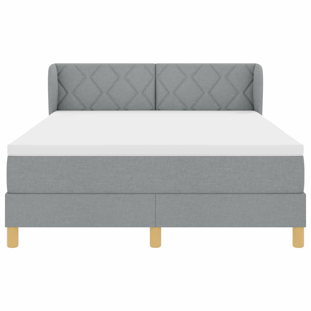 Box spring seng med hovedgærde Lysegrå 140 x 200 cm Stof
