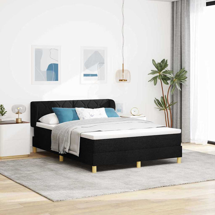 Box spring seng med hovedgærde Sort 140 x 200 cm Stof