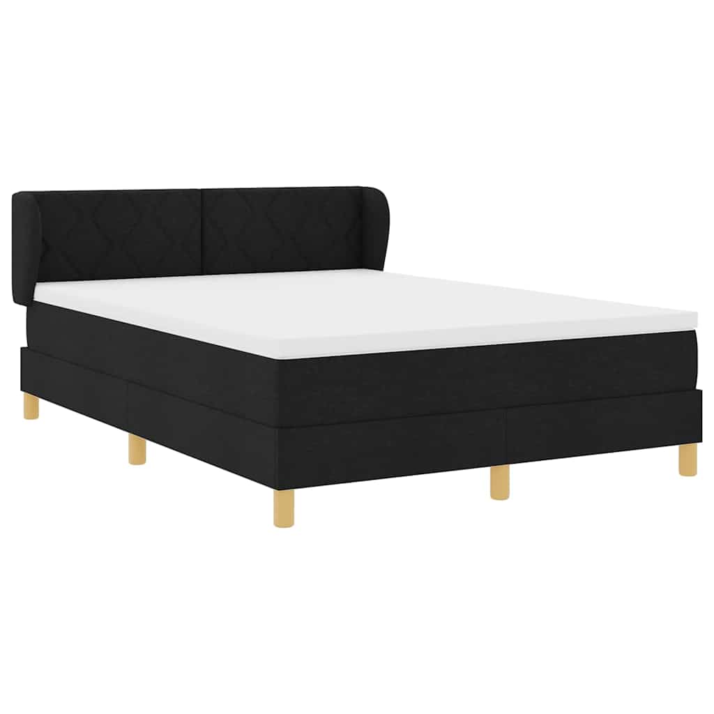 Box spring seng med hovedgærde Sort 140 x 200 cm Stof
