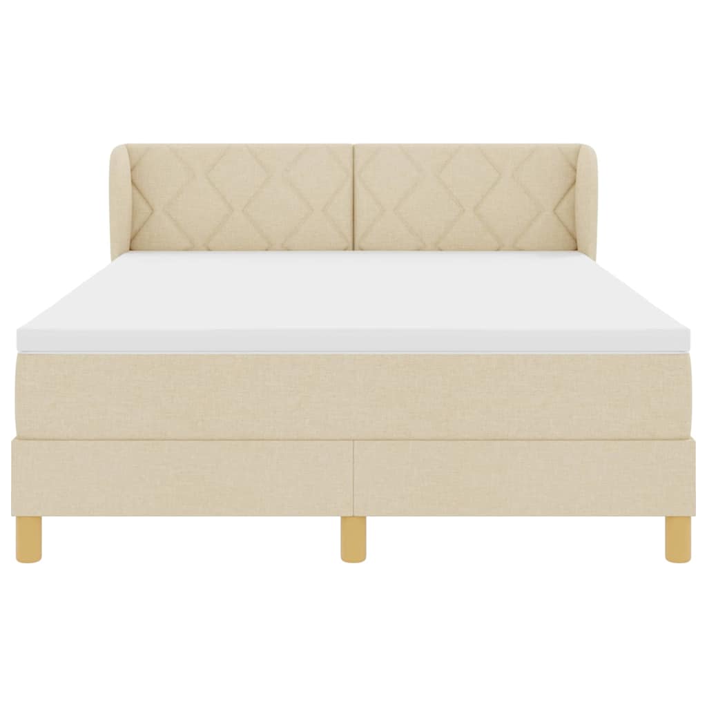 Box spring seng med hovedgærde Creme 140 x 200 cm Stof
