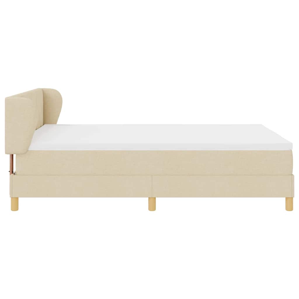 Box spring seng med hovedgærde Creme 140 x 200 cm Stof