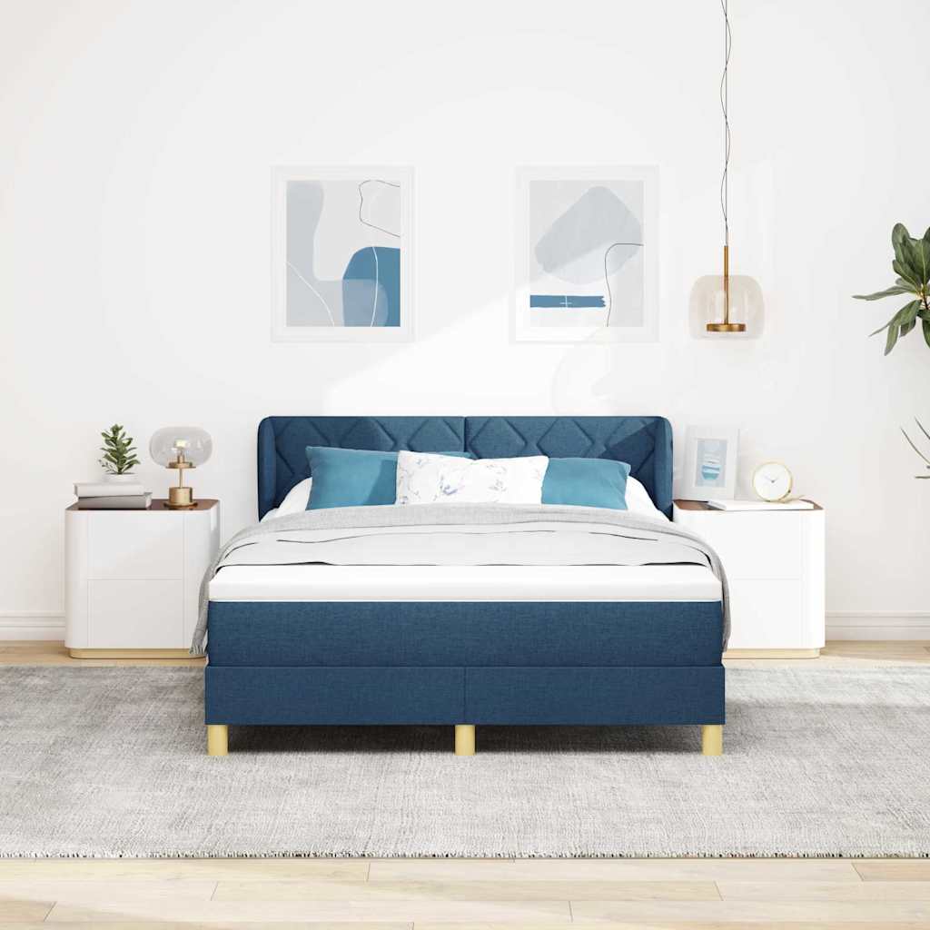 Box spring seng med hovedgærde Blå 140 x 200 cm Stof