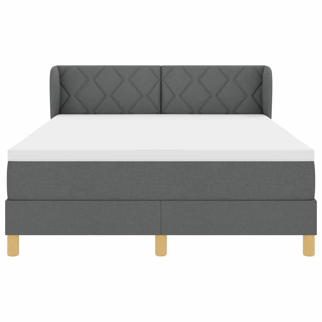 Box spring seng med hovedgærde Mørkegrå 160 x 200 cm Stof