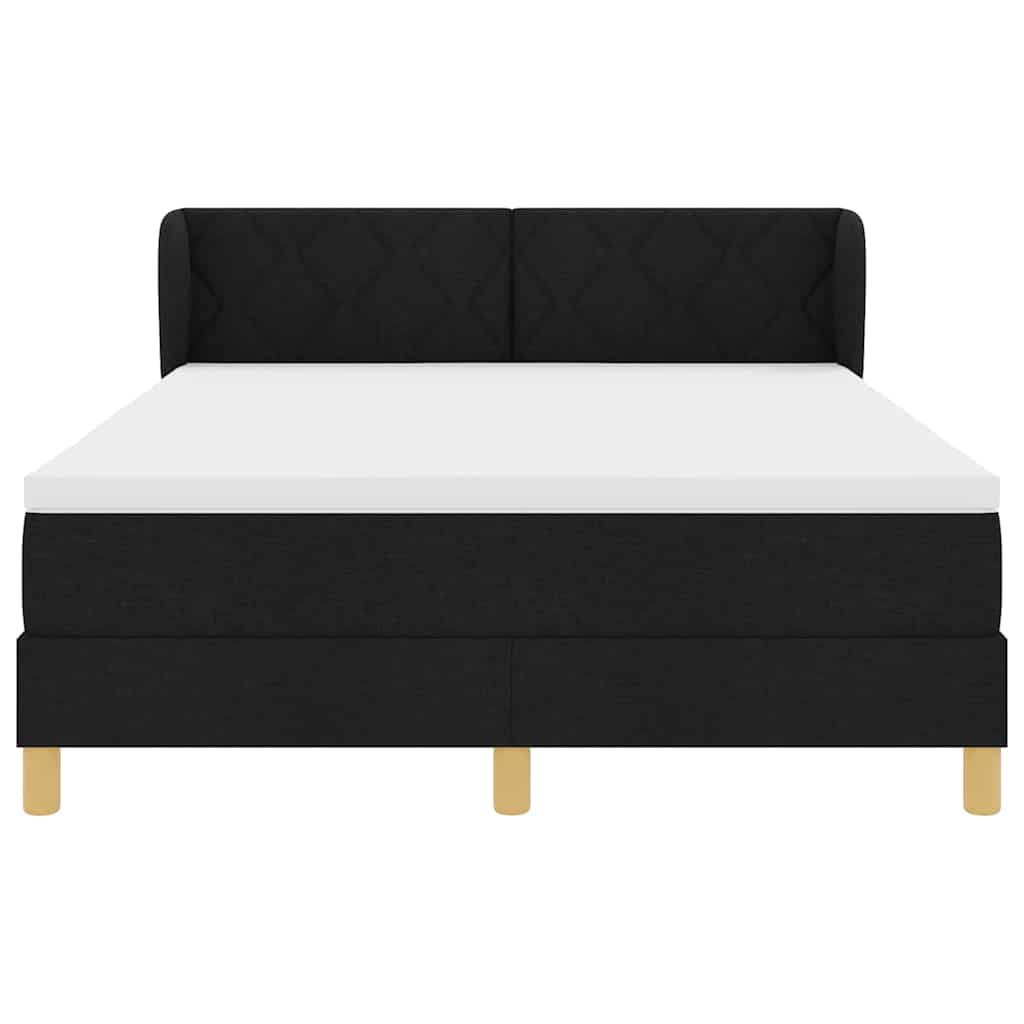 Box spring seng med hovedgærde Sort 160 x 200 cm Stof