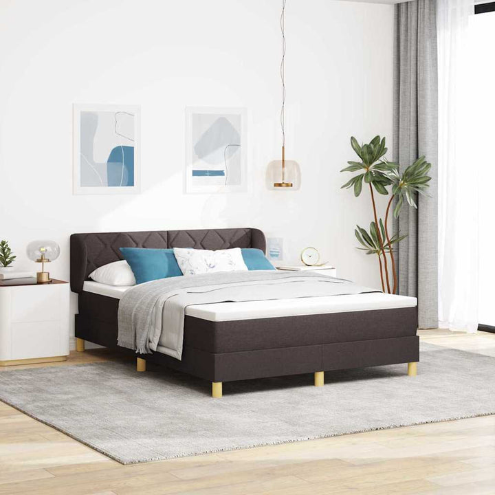 Box spring seng med hovedgærde Mørk Brun 160 x 200 cm Stof