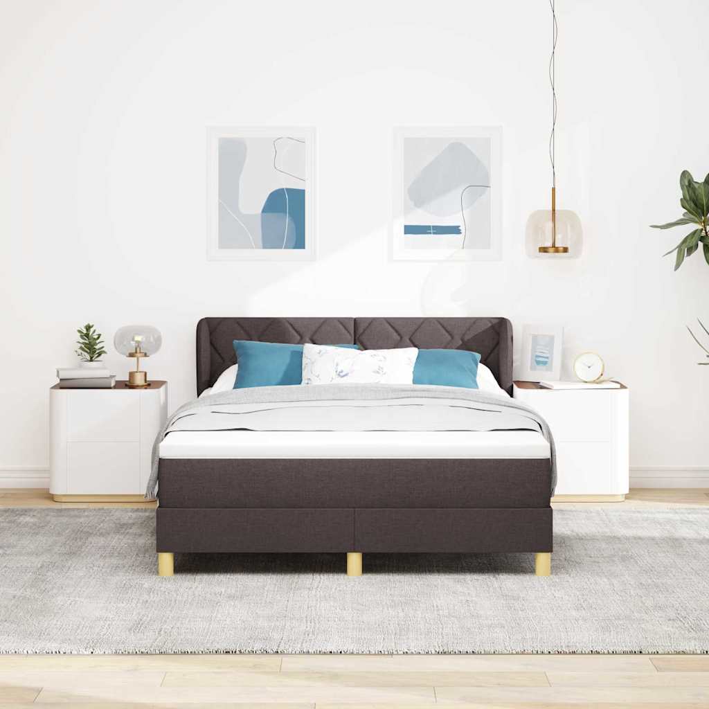 Box spring seng med hovedgærde Mørk Brun 160 x 200 cm Stof