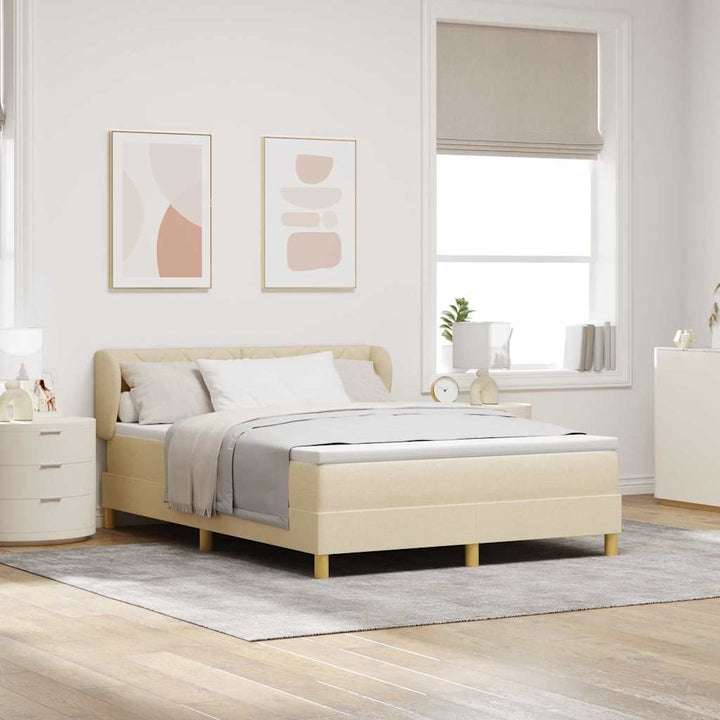 Box spring seng med hovedgærde Creme 160 x 200 cm Stof
