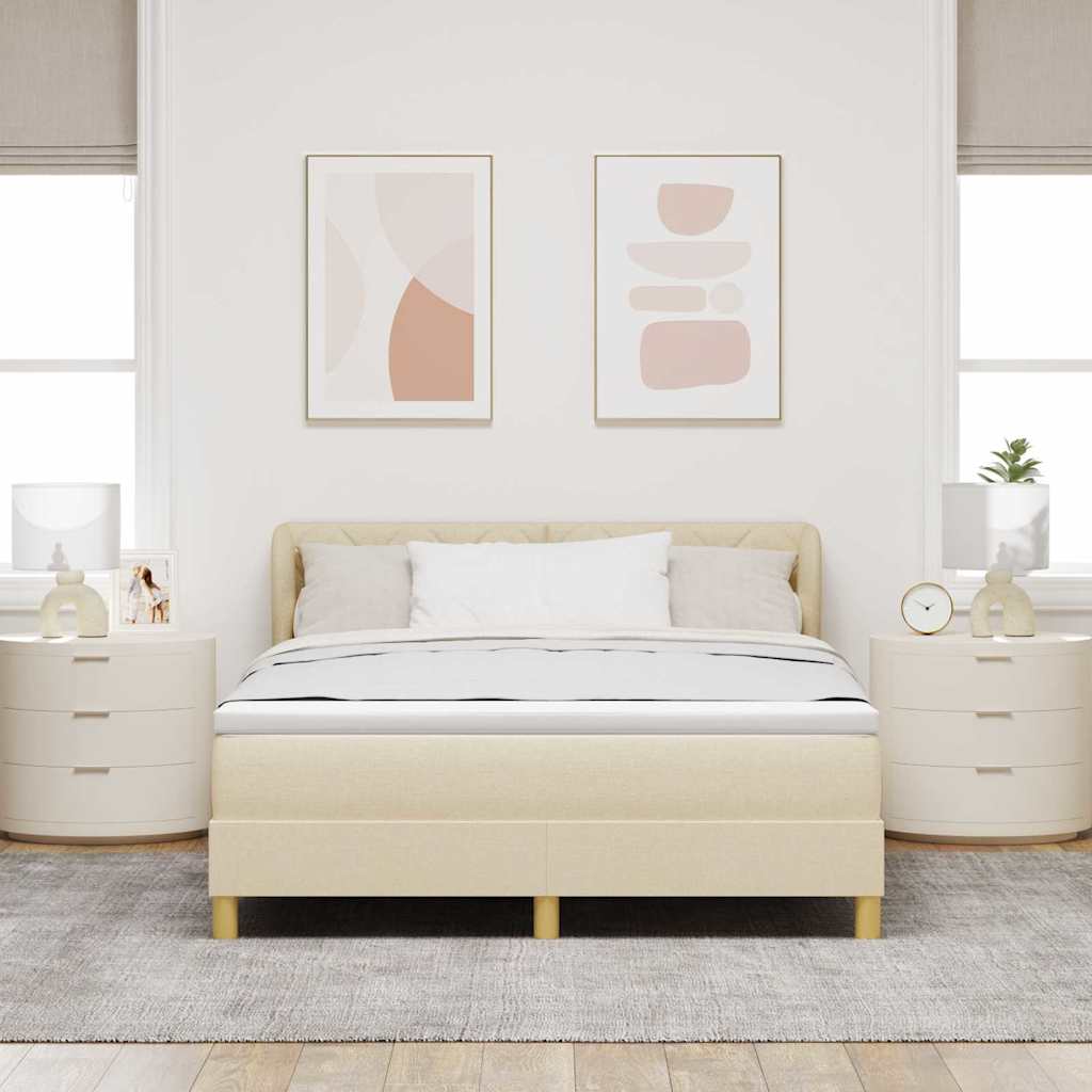 Box spring seng med hovedgærde Creme 160 x 200 cm Stof