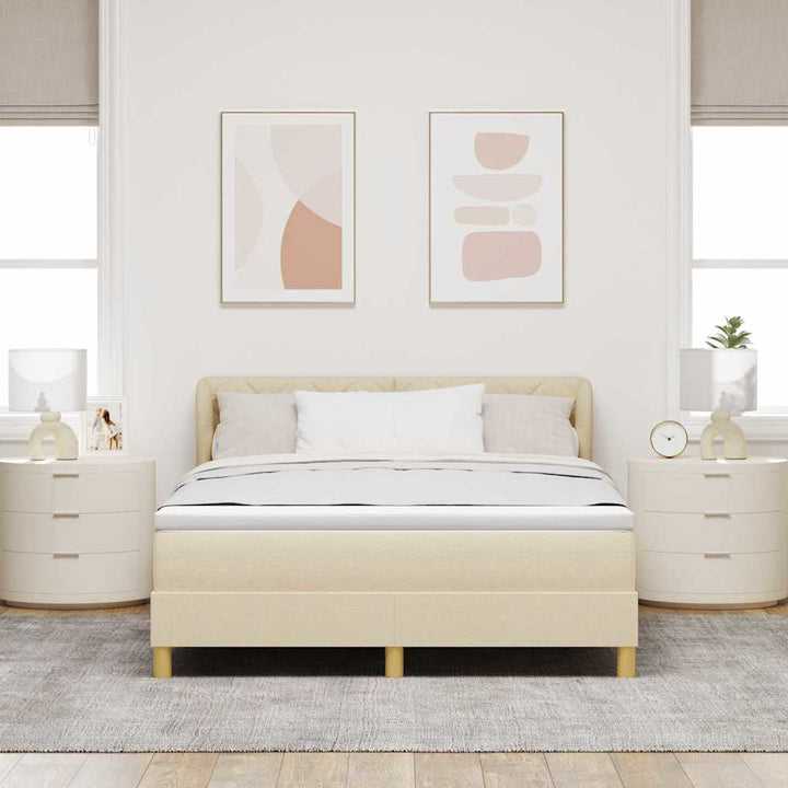 Box spring seng med hovedgærde Creme 160 x 200 cm Stof