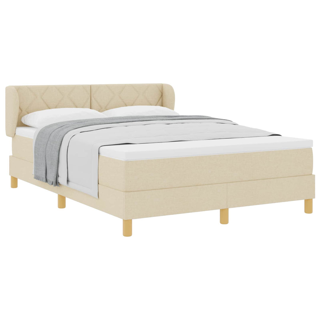 Box spring seng med hovedgærde Creme 160 x 200 cm Stof