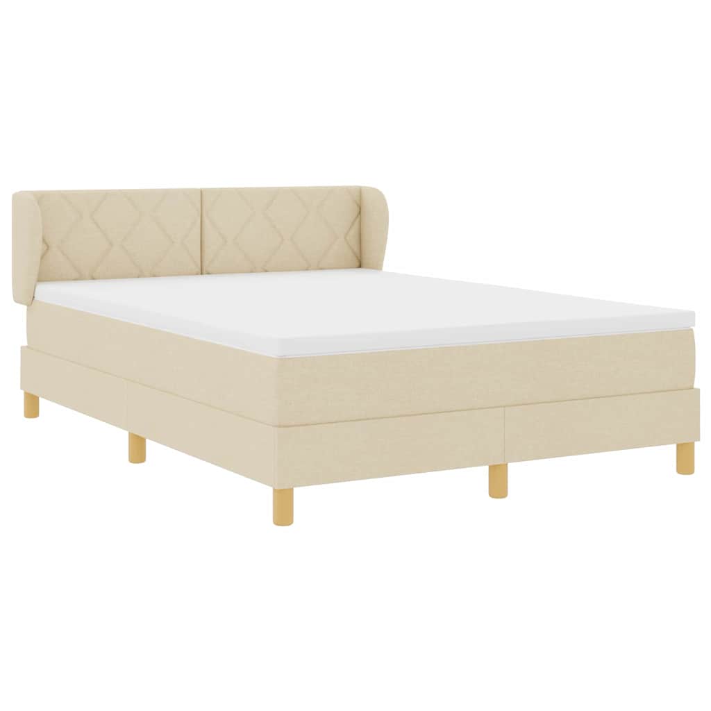 Box spring seng med hovedgærde Creme 160 x 200 cm Stof