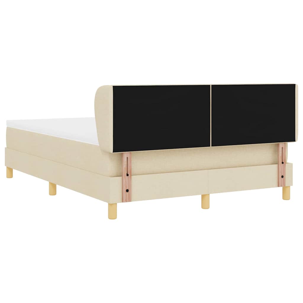 Box spring seng med hovedgærde Creme 160 x 200 cm Stof