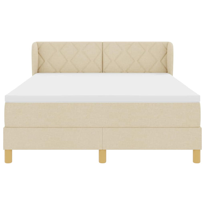Box spring seng med hovedgærde Creme 160 x 200 cm Stof