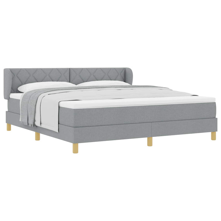 Box spring seng med hovedgærde Lysegrå 180 x 200 cm Stof