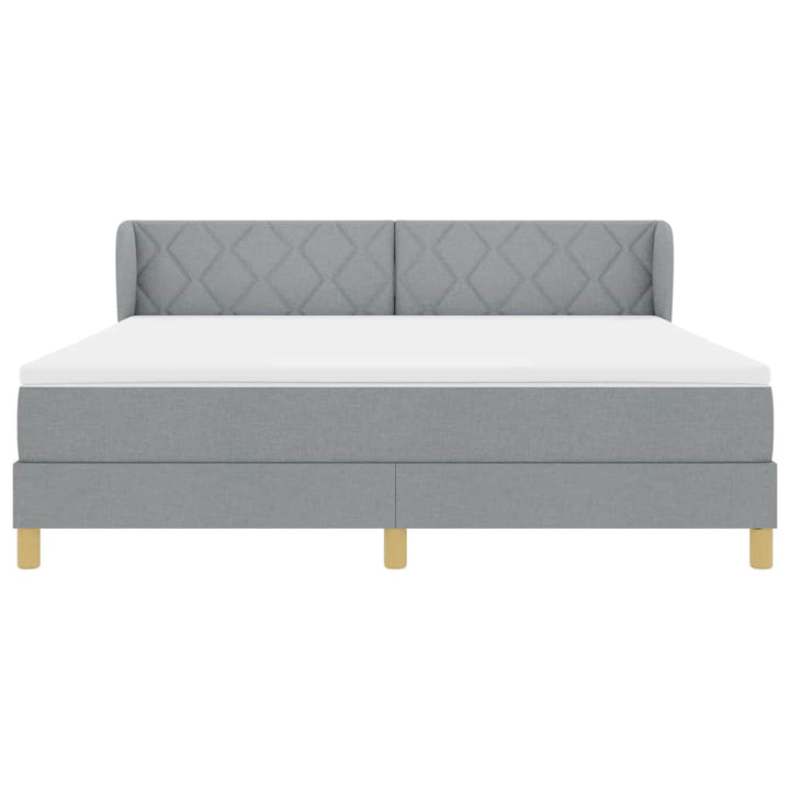 Box spring seng med hovedgærde Lysegrå 180 x 200 cm Stof